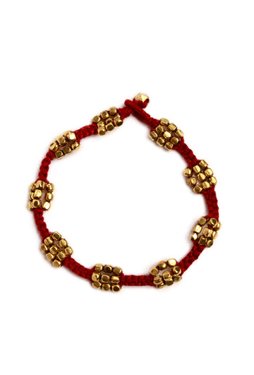 Stylish Fariha Red Thread Anklets in German Silver
